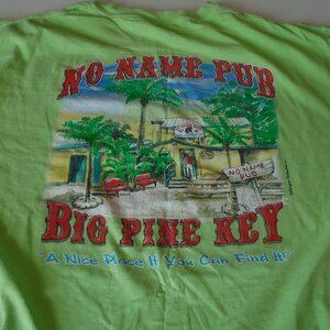 no name pub big pine key bar t-shirt mens xl green palm trees BINP1